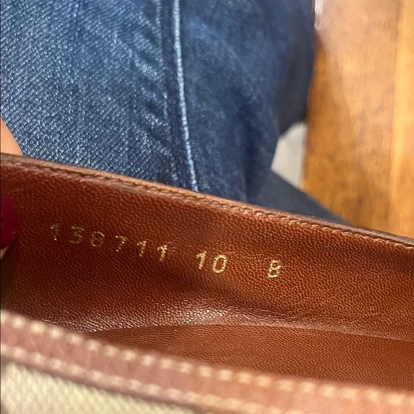 Gucci Women's Tan Canvas Loafers with Gold Accents - Picture 7 of 16